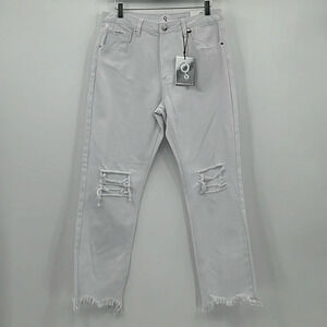 Insane Gene Hi-Rise Straight Distressed Jeans in White - NEW - Size 29